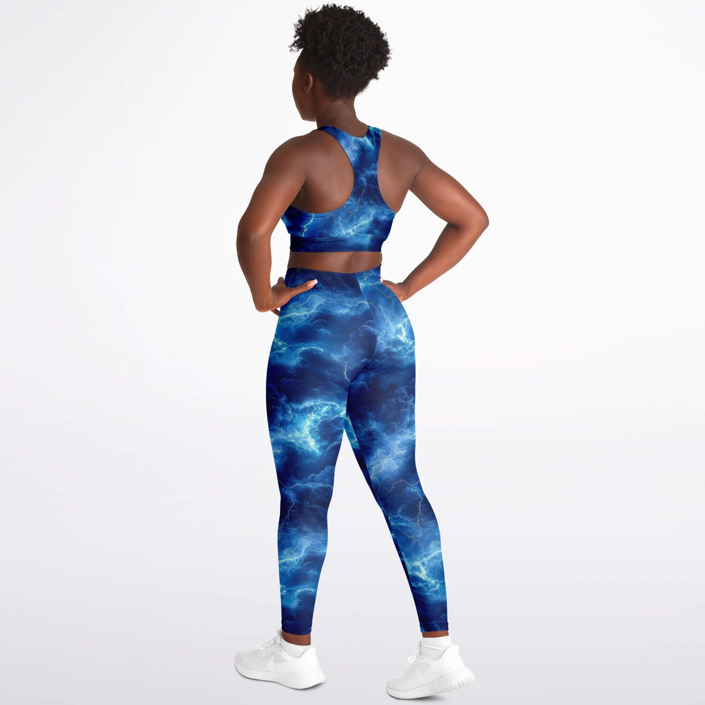 Blue Lightening Padded Sports Bra & Leggings -