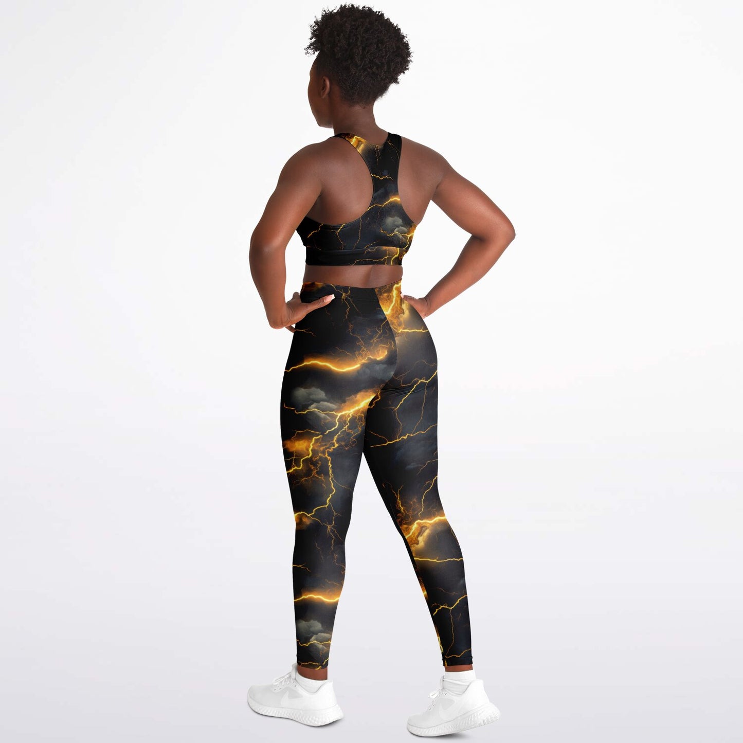 Gold Lightning Padded Sports Bra & Leggings -