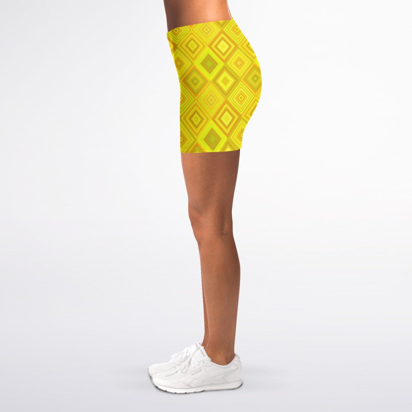Yellow Diamond Legging Shorts - AOP