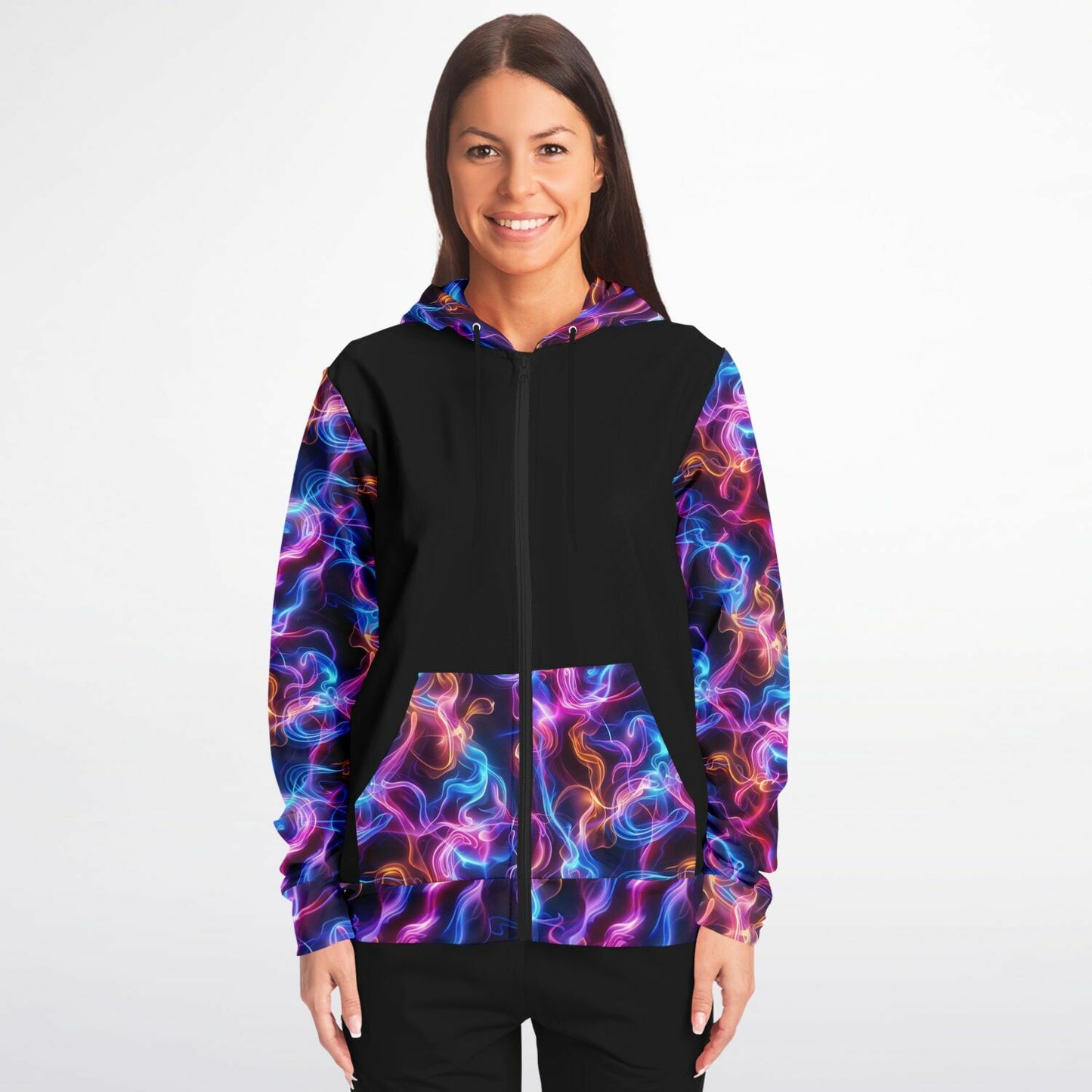 Neon Smoke Zip-Up Hoodie - AOP D6