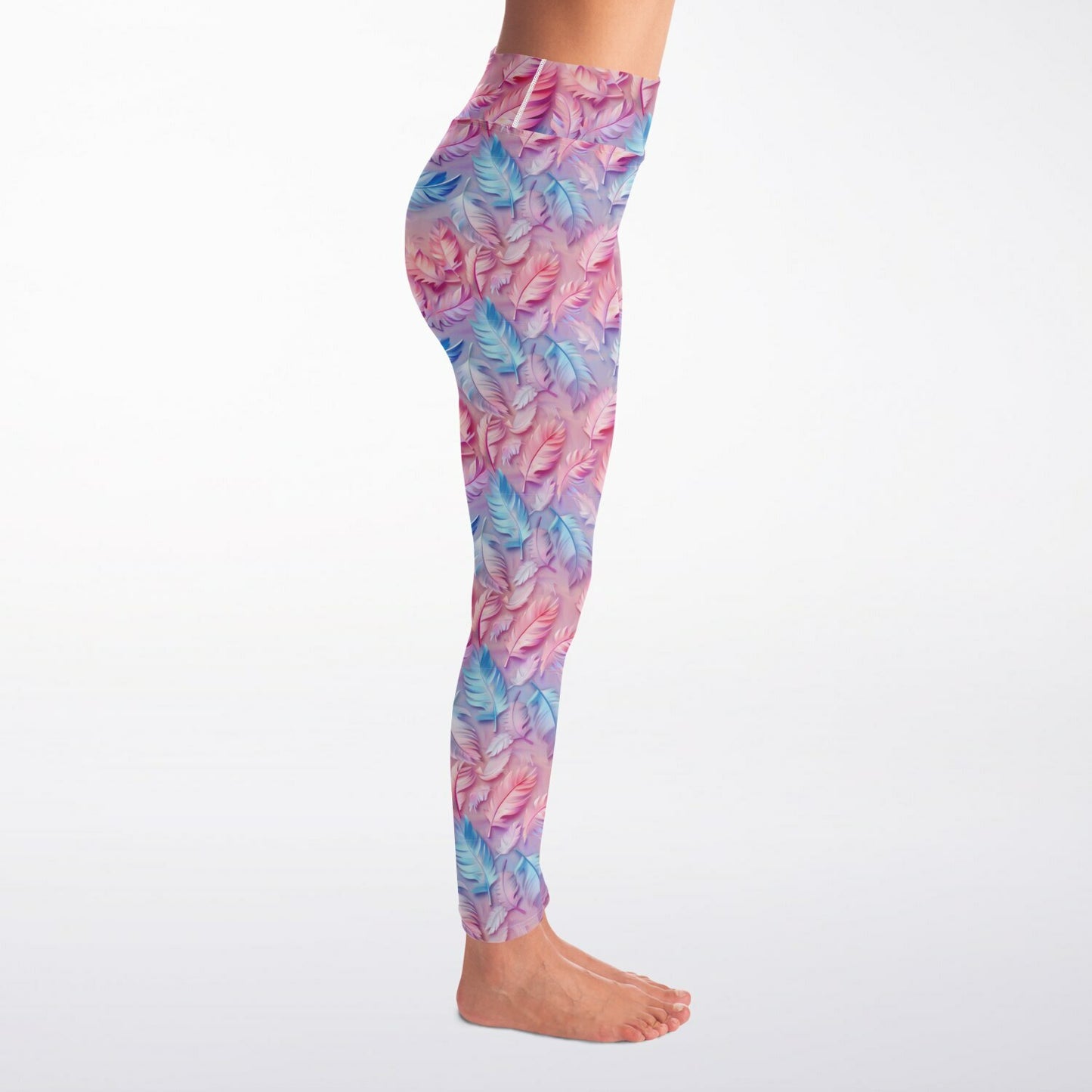 Pink and blue feathers Yoga Leggings - AOP