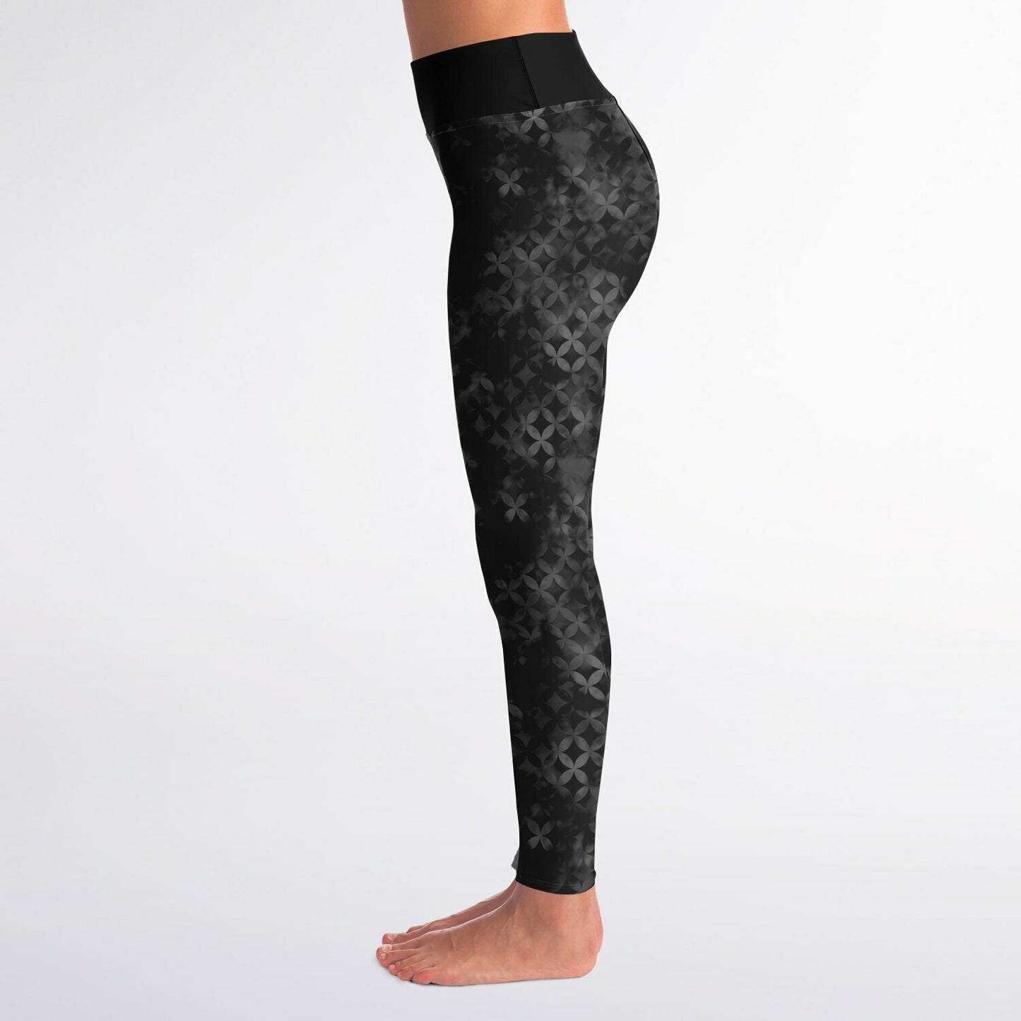 Black Noir Yoga Leggings - AOP D1
