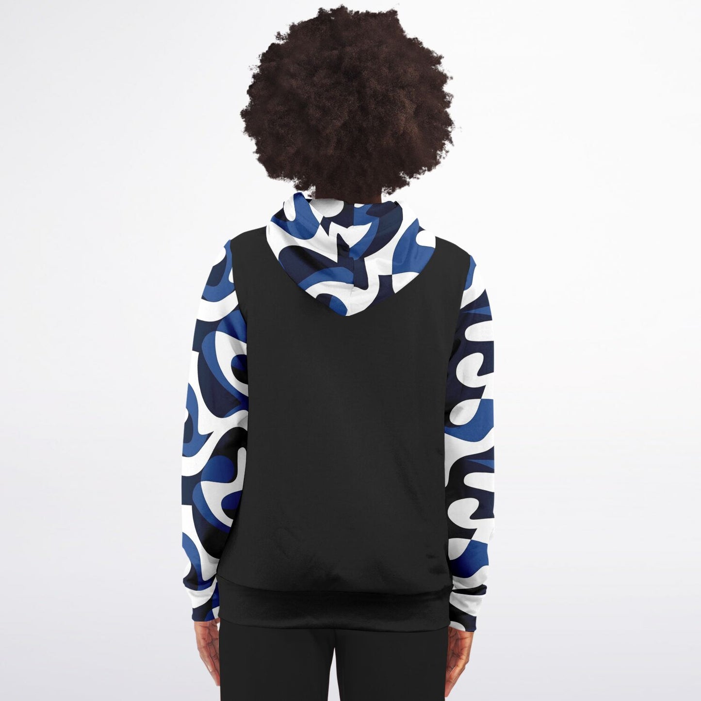 Blue and white Zip-Up Hoodie - AOP