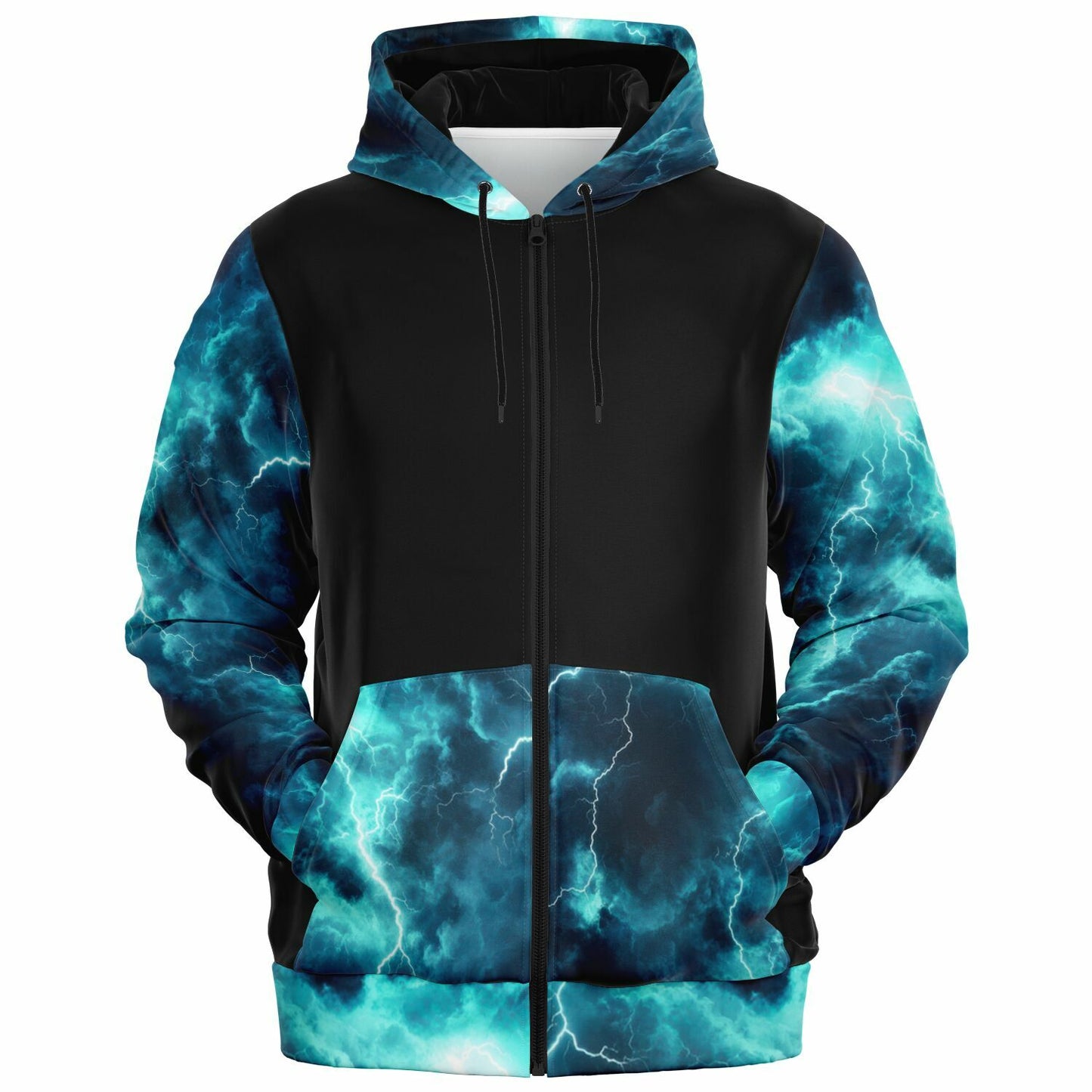 Turquoise Lightning Fashion Zip-Up Hoodie -