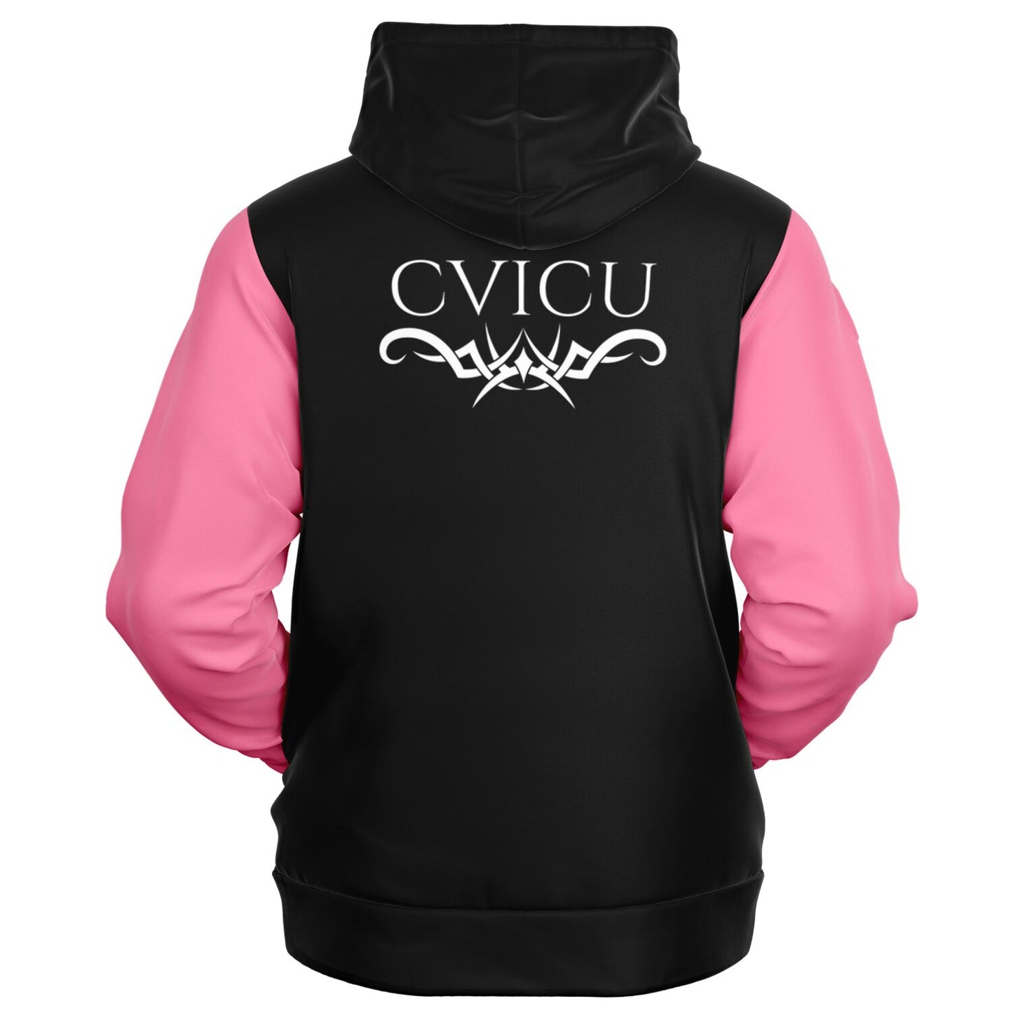 RN, CVICU, Nursing, Fashion Zip-Up Hoodie - Black and Pink
