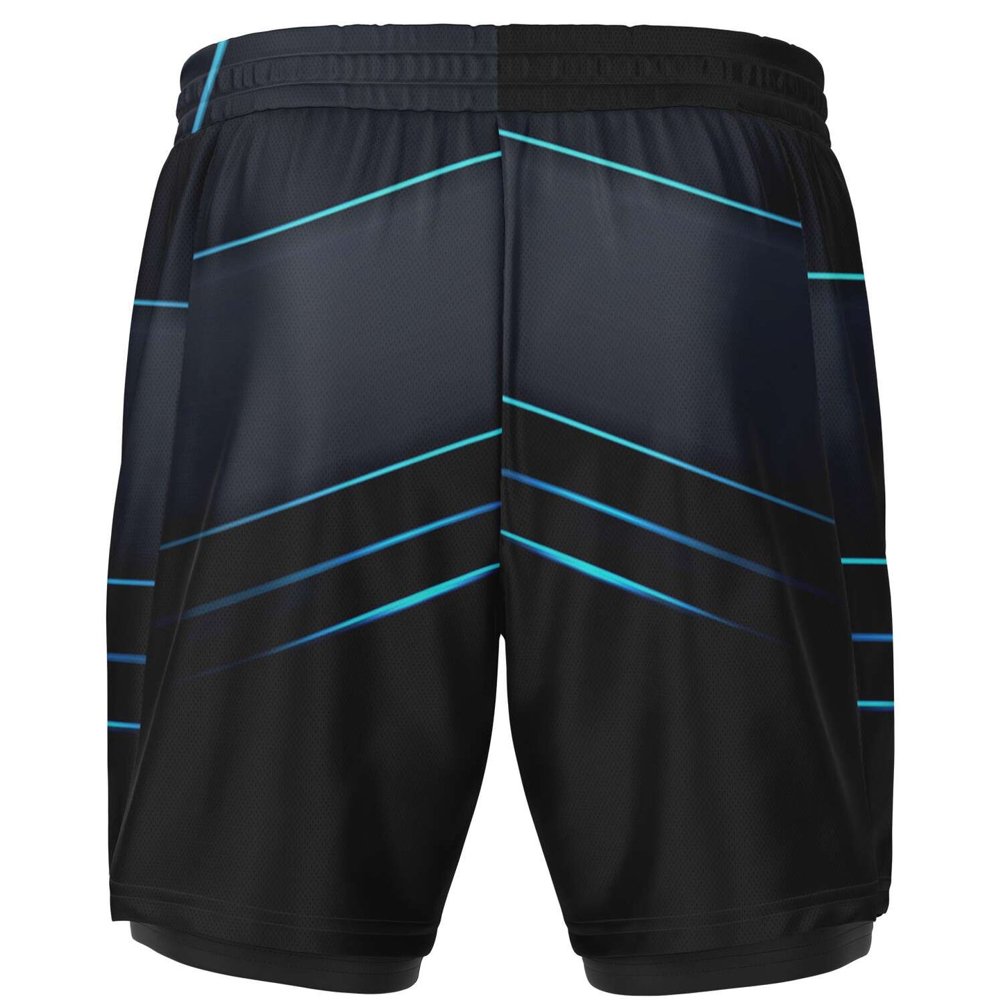 Black blue stripe Men's 2-in-1 Shorts -