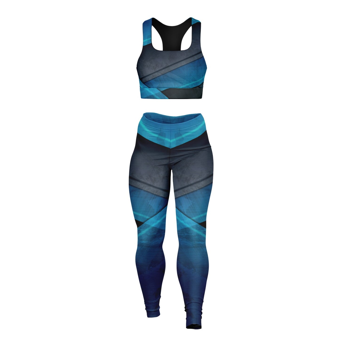 Black and turquois Padded Sports Bra & Leggings -