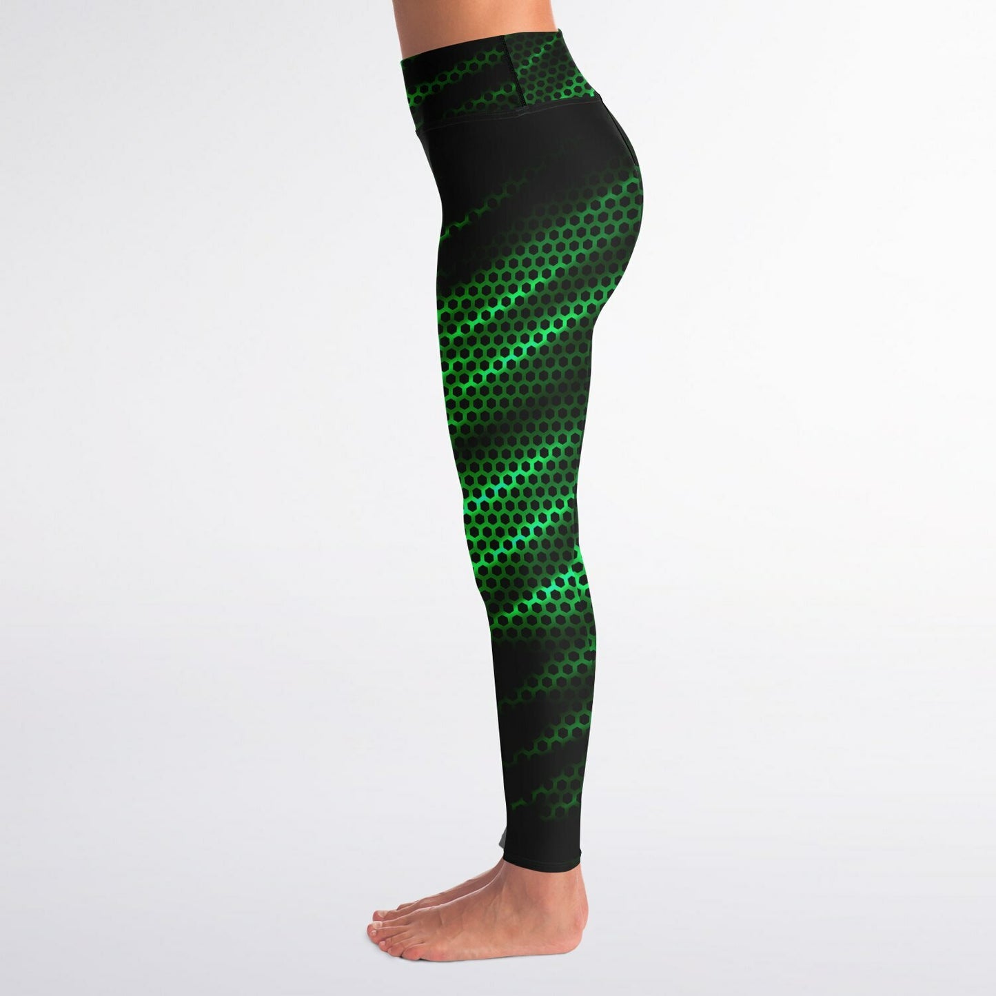 Black Carbon with Green Yoga Leggings
