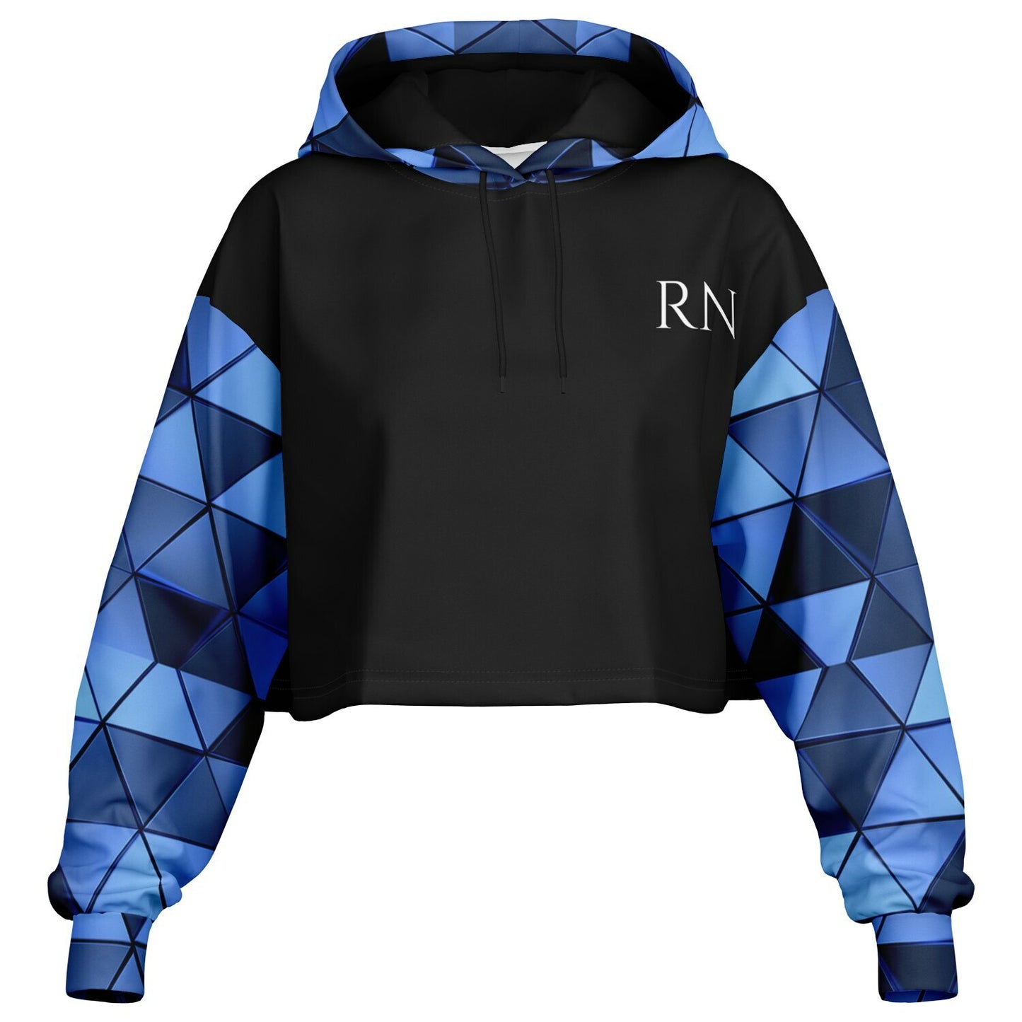 MICU, RN, Blue diamond Fashion Crop Hoodie - AOP