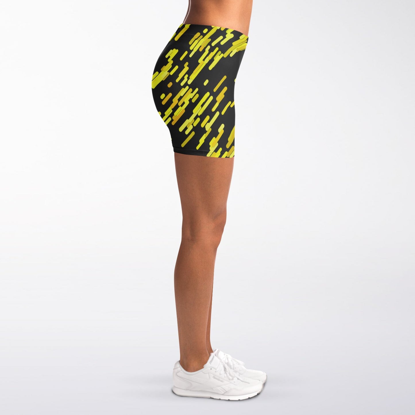 Yellow and black Legging Shorts - AOP