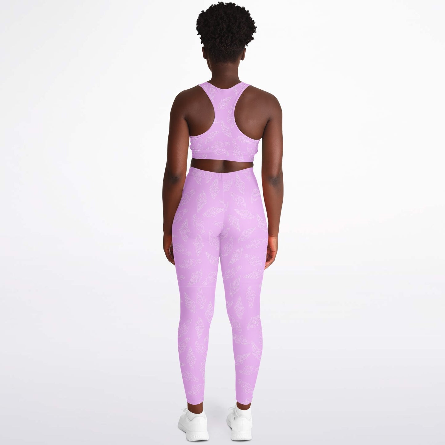 Purple ice cream cone Padded Sports Bra & Leggings - AOP