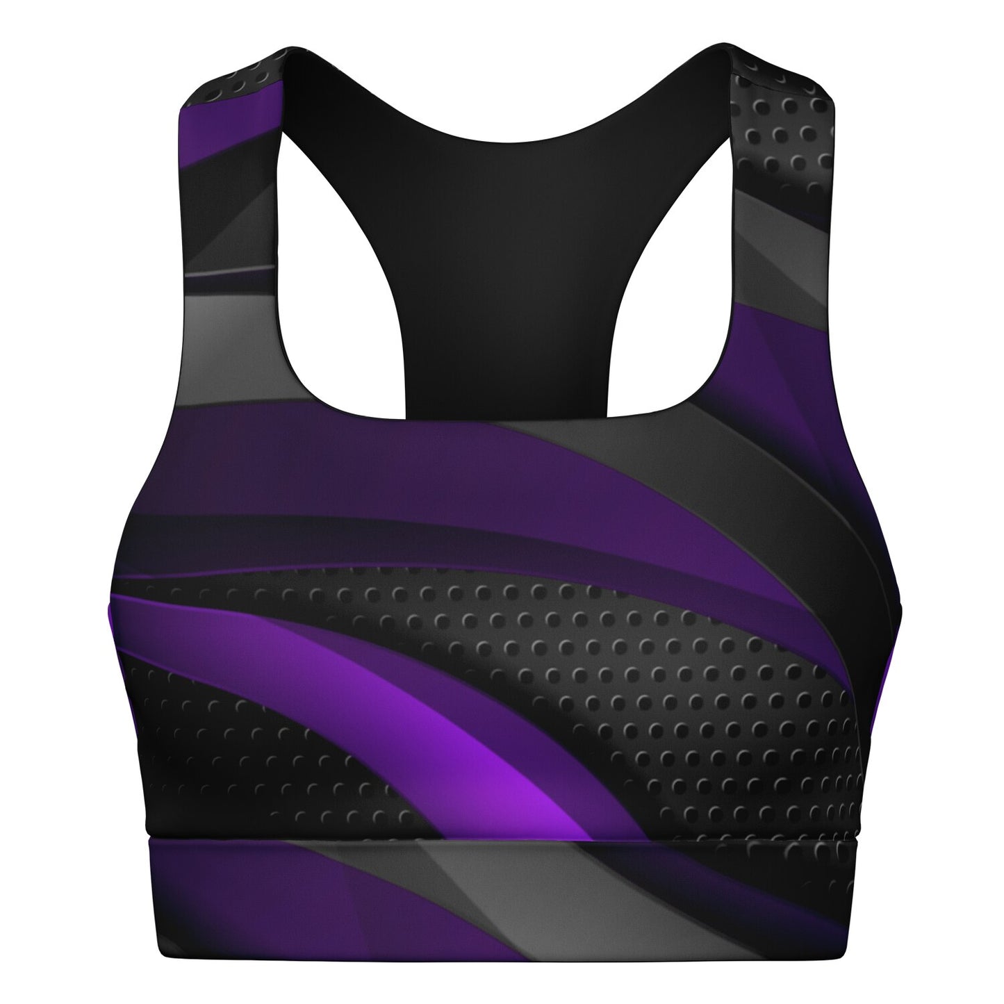 Dark Gray with Purple Padded Sports Bra
