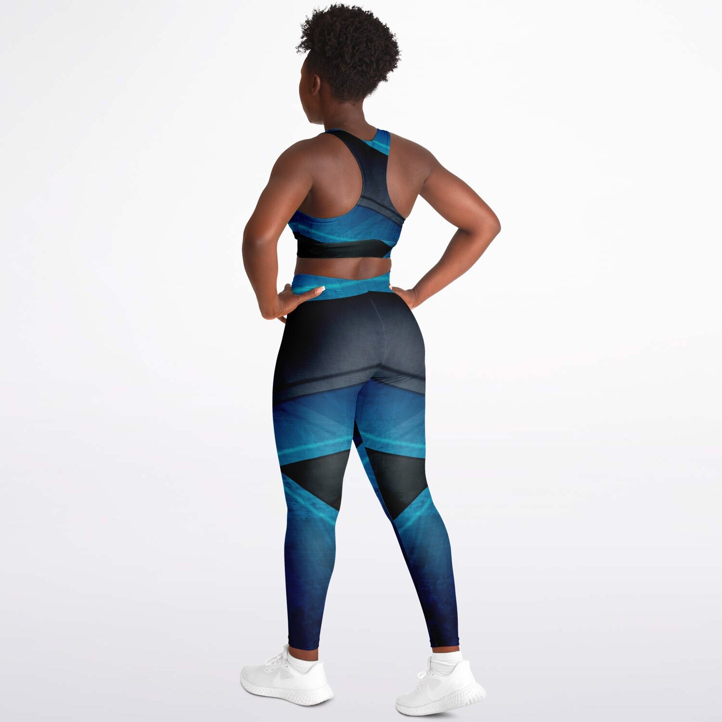 Black and turquois Padded Sports Bra & Leggings -