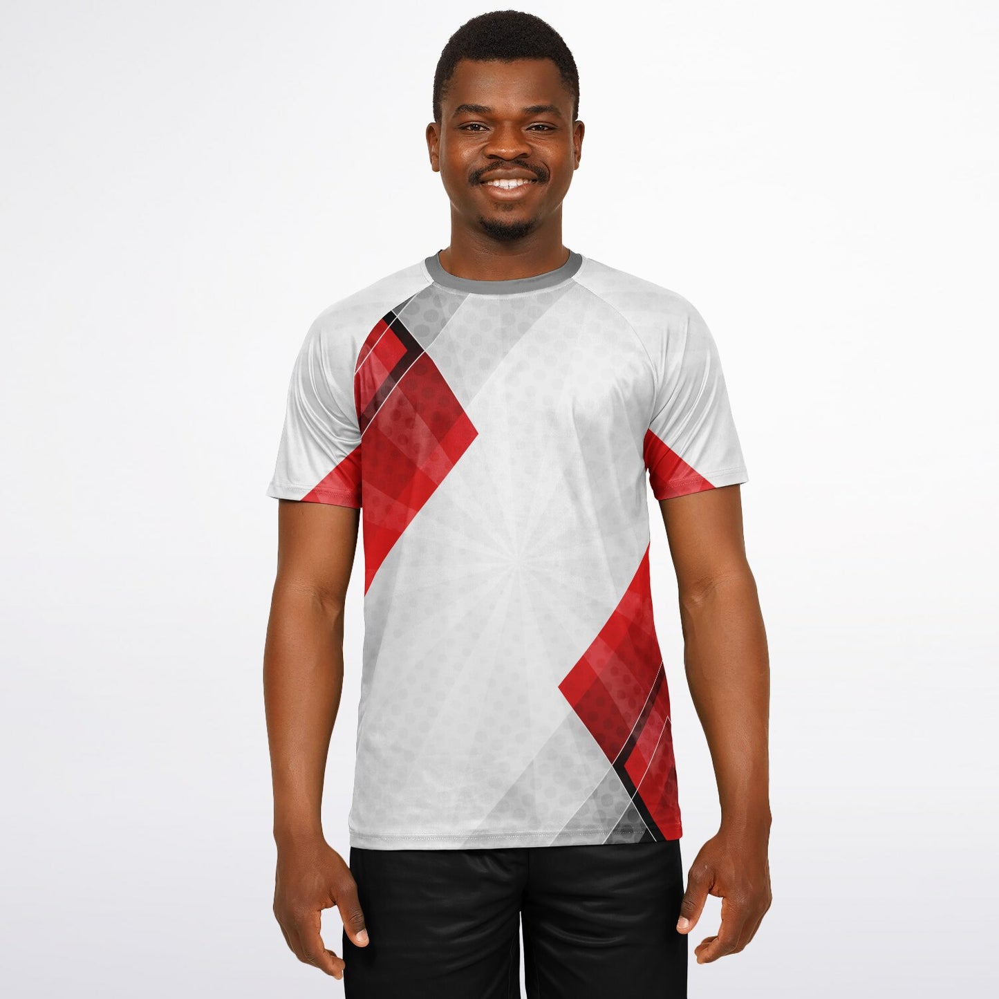 Silver and Red Men's Active Wear Jersey