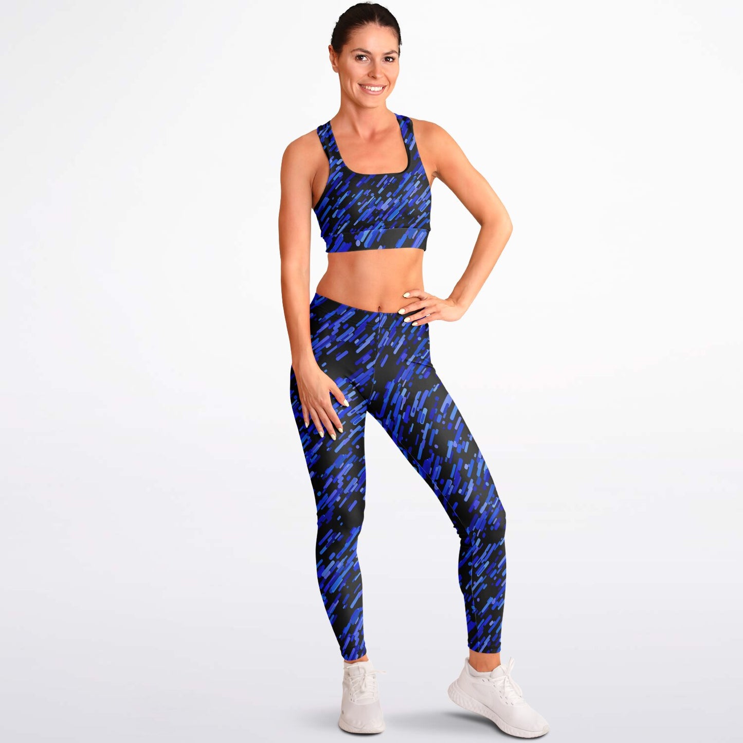 Blue abstract Padded Sports Bra & Leggings - AOP