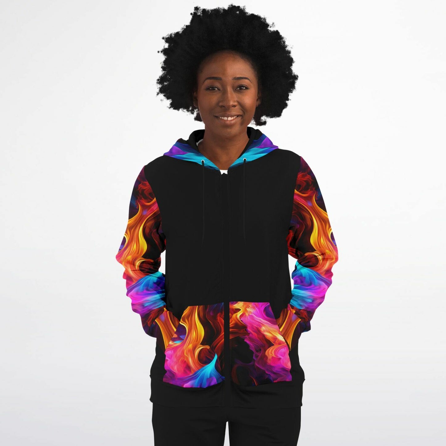Fire and Ice Zip-Up Hoodie - AOP