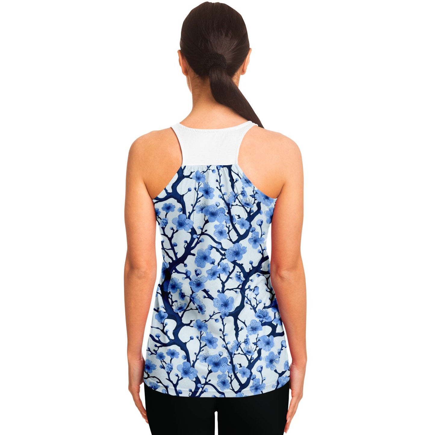 White with blue poplar tree Racerback Tank Top - AOP