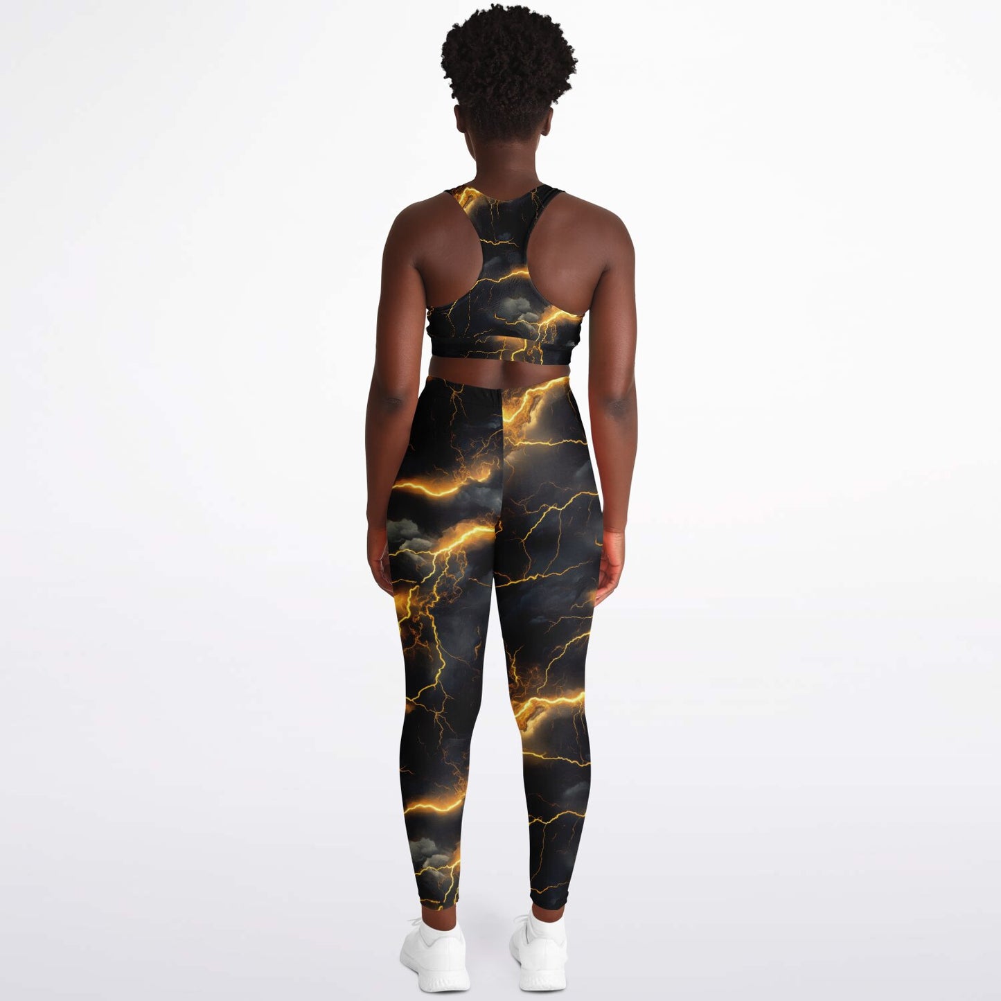 Gold Lightning Padded Sports Bra & Leggings -