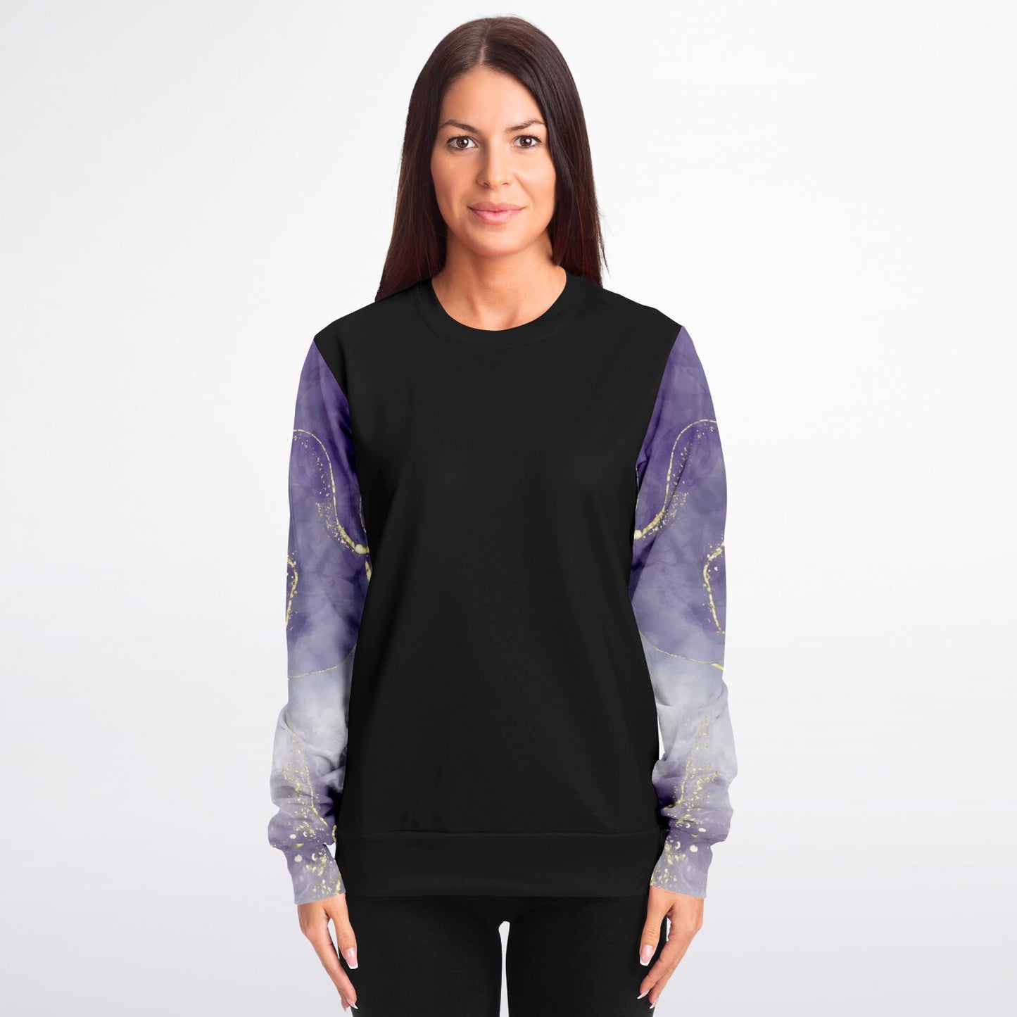 Crew Sweatshirt - Black, Dark Purple with gold-