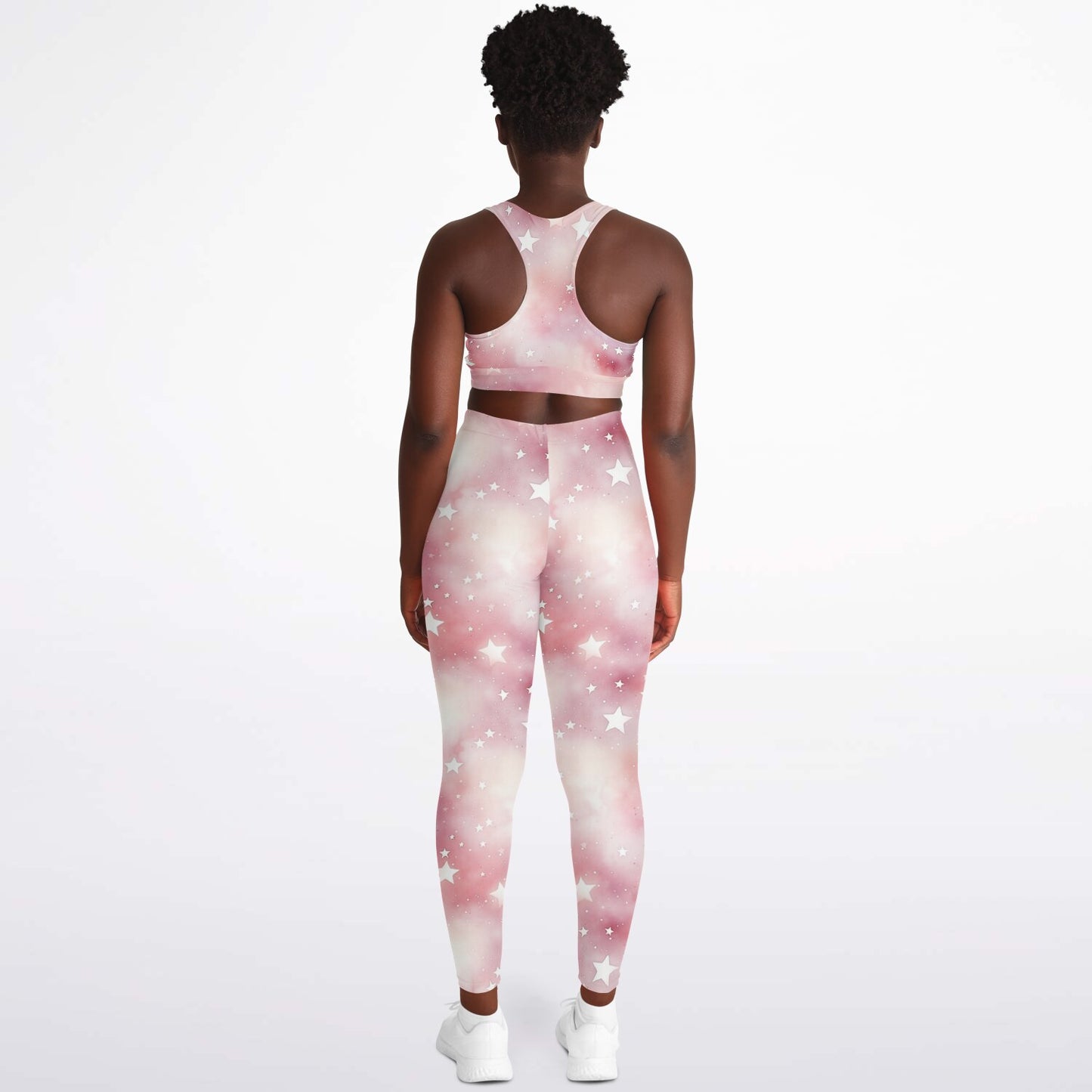 Pink stars Padded Sports Bra & Leggings - AOP