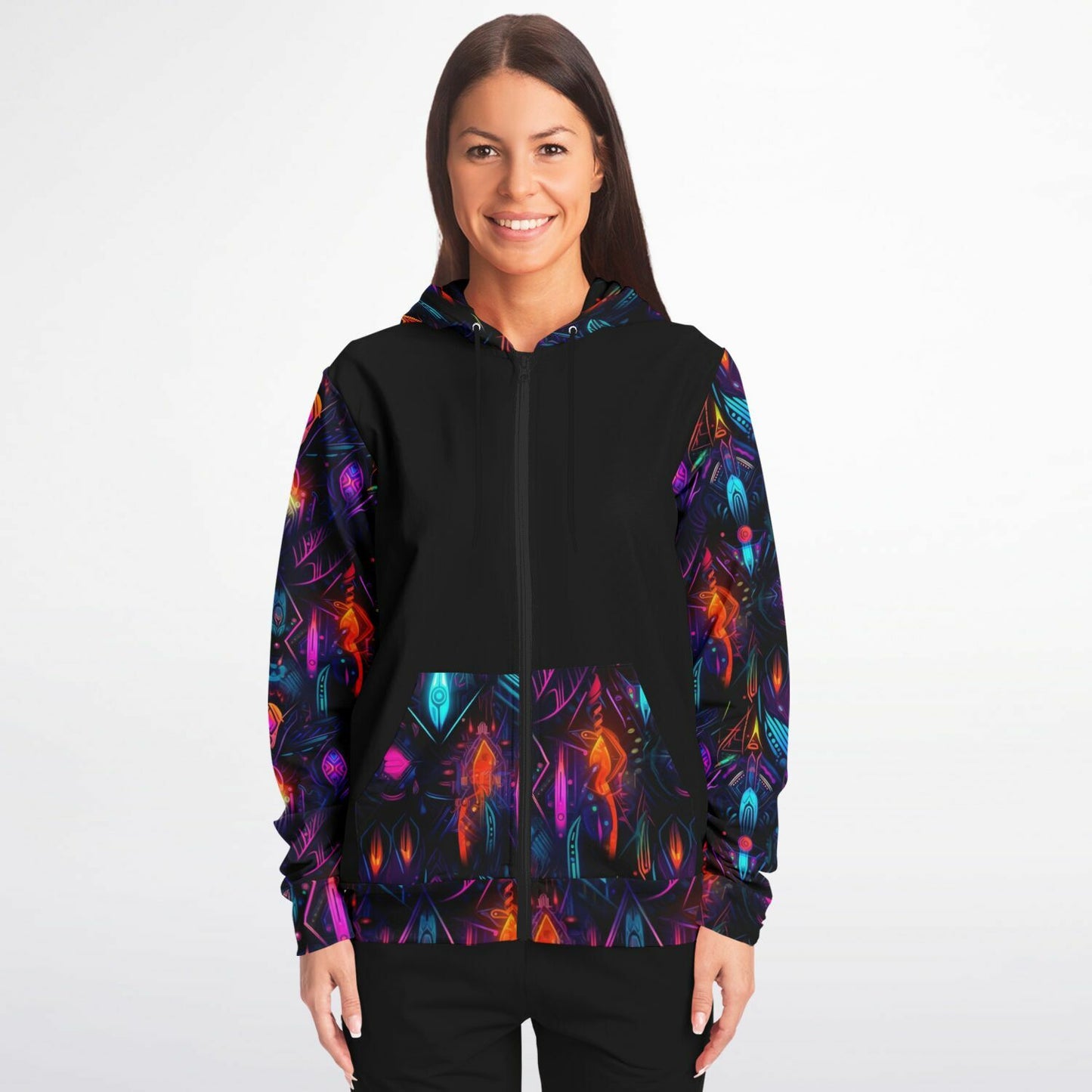 Neon Lights Zip-Up Hoodie - AOP D4