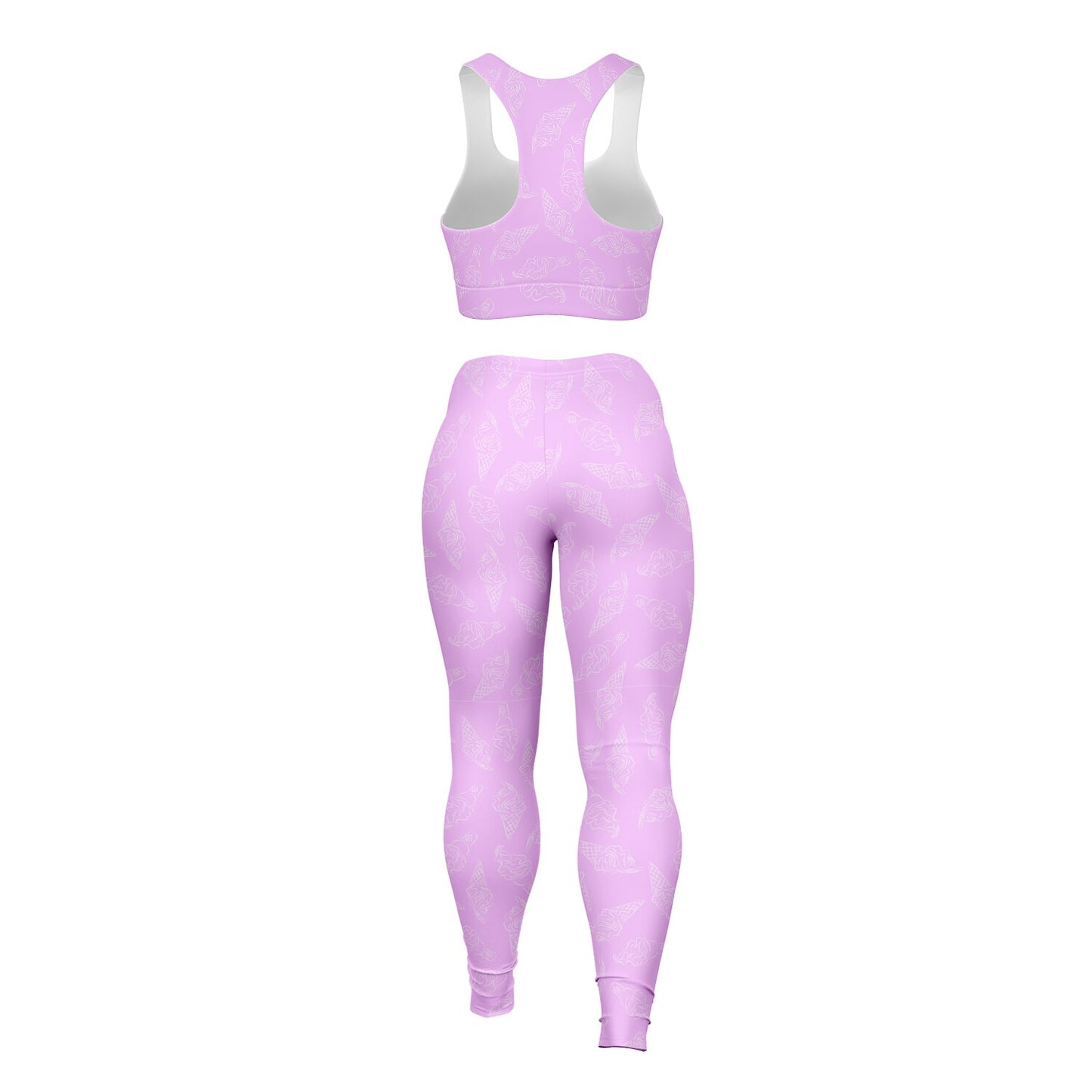 Purple ice cream cone Padded Sports Bra & Leggings - AOP
