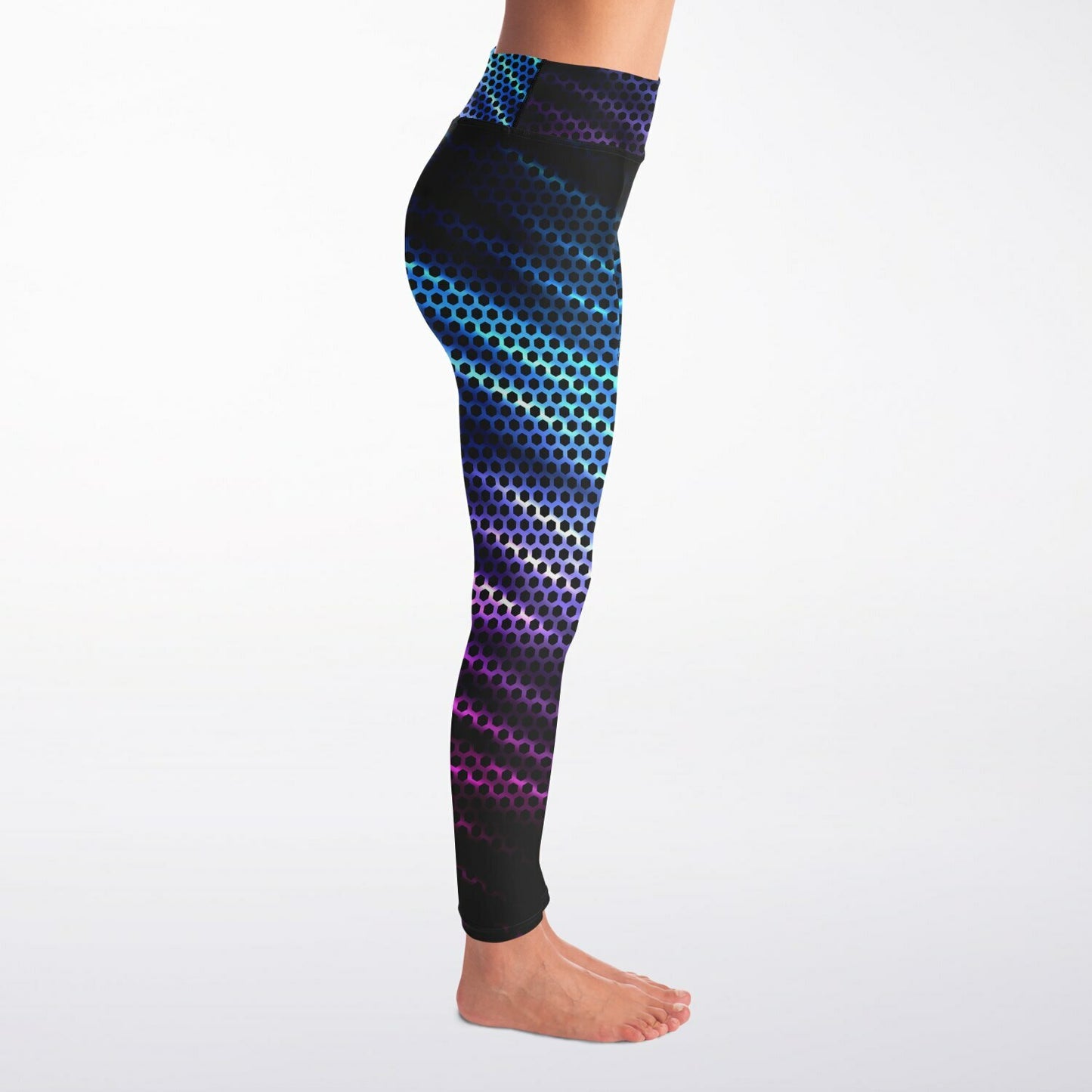Black Carbon with Purple and Blue Yoga Leggings