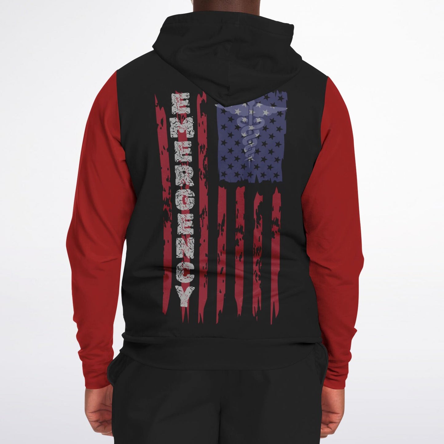 Emergency RN, US Flag, Fashion Zip-Up Hoodie Red