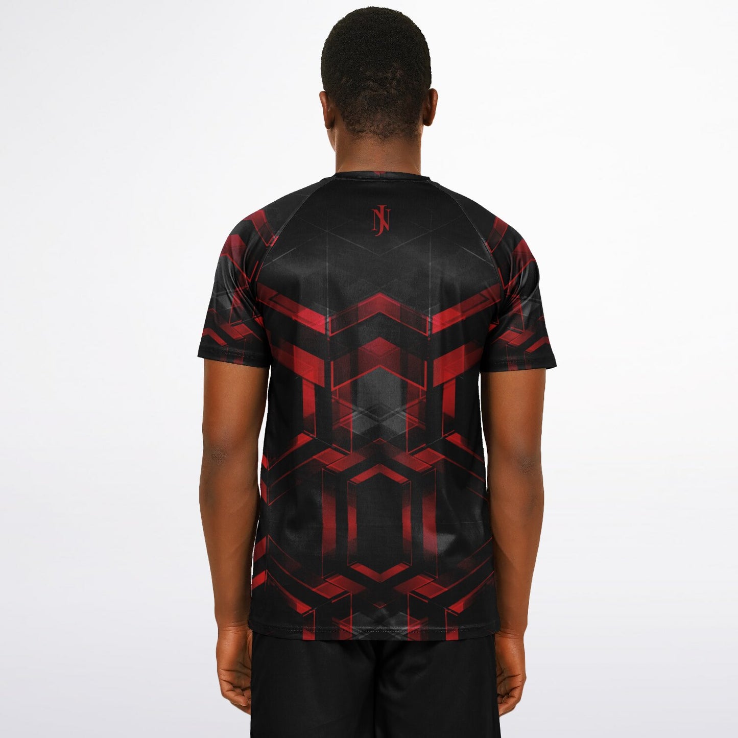 Black with Red pattern Men's Active Wear Jersey