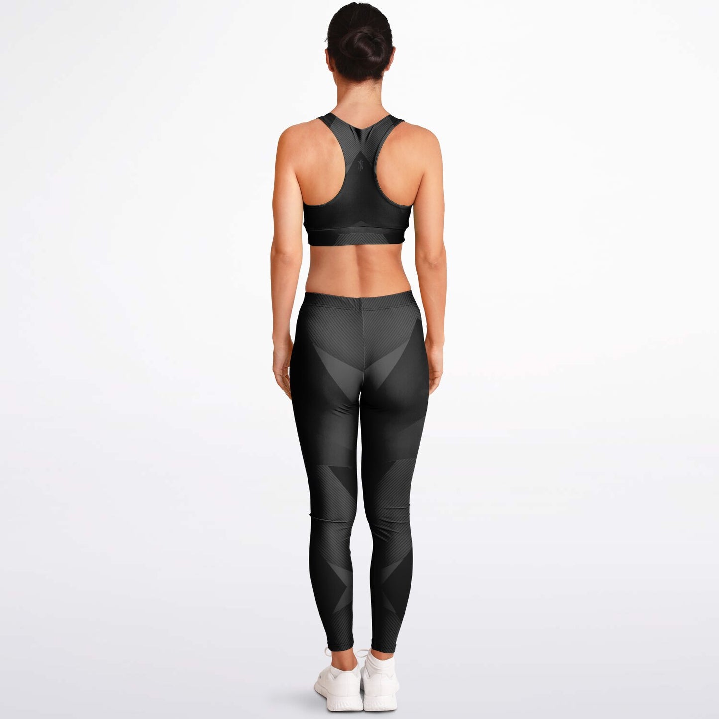 Black carbon Arrow Padded Sports Bra & Leggings -