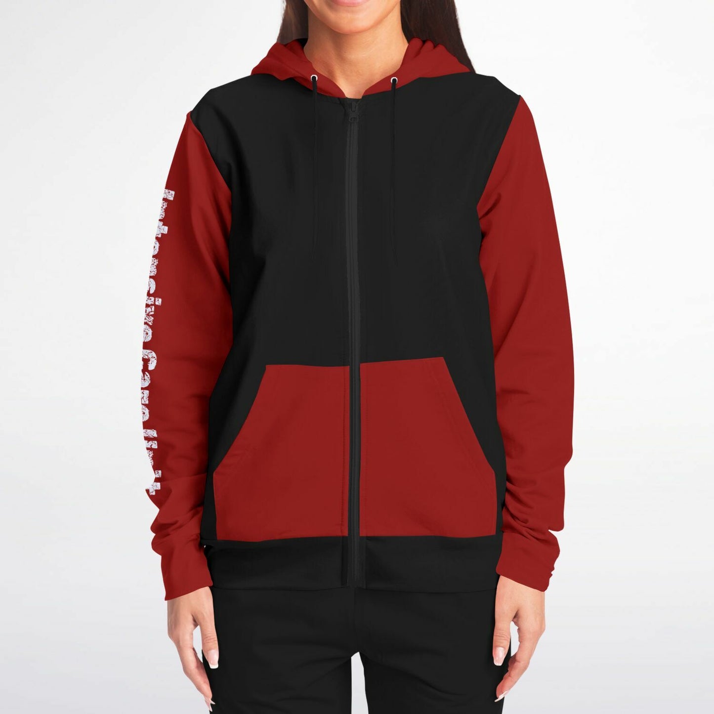 ICU Nurse Flag with Red sleeves Fashion Zip-Up Hoodie -
