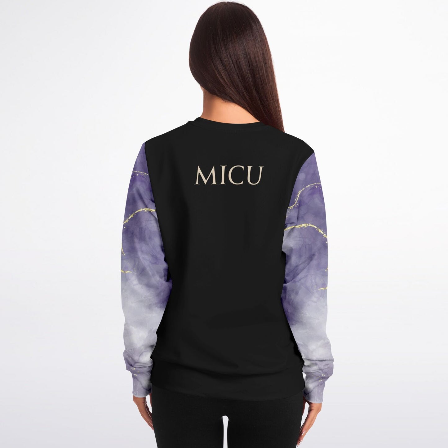 MICU RN Crew Sweatshirt - Black, Dark Purple with gold- Gold text