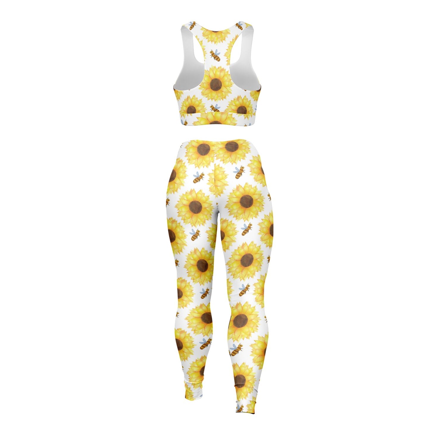 Bee's and Sunflowers Padded Sports Bra & Leggings - AOP