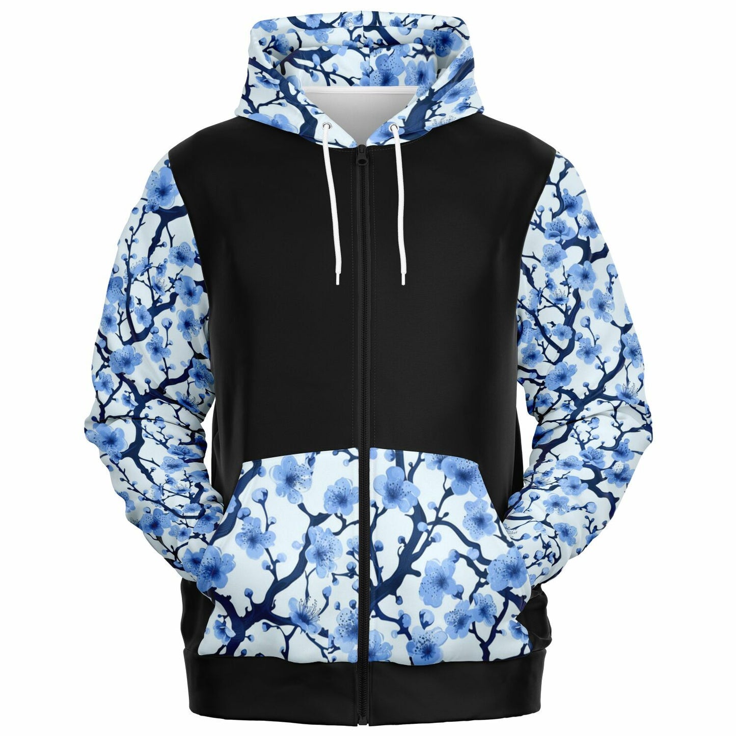White with blue poplar tree Zip-Up Hoodie - AOP