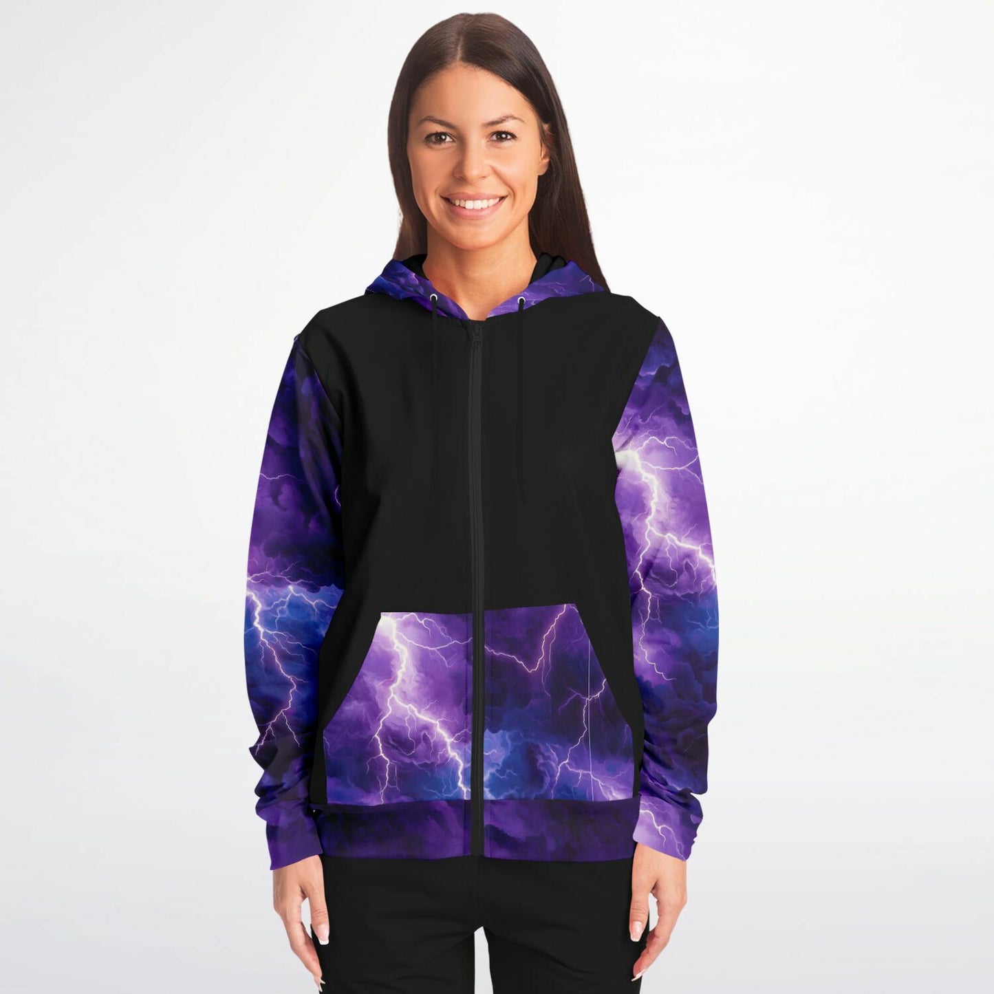 Purple Lightening Fashion Zip-Up Hoodie -