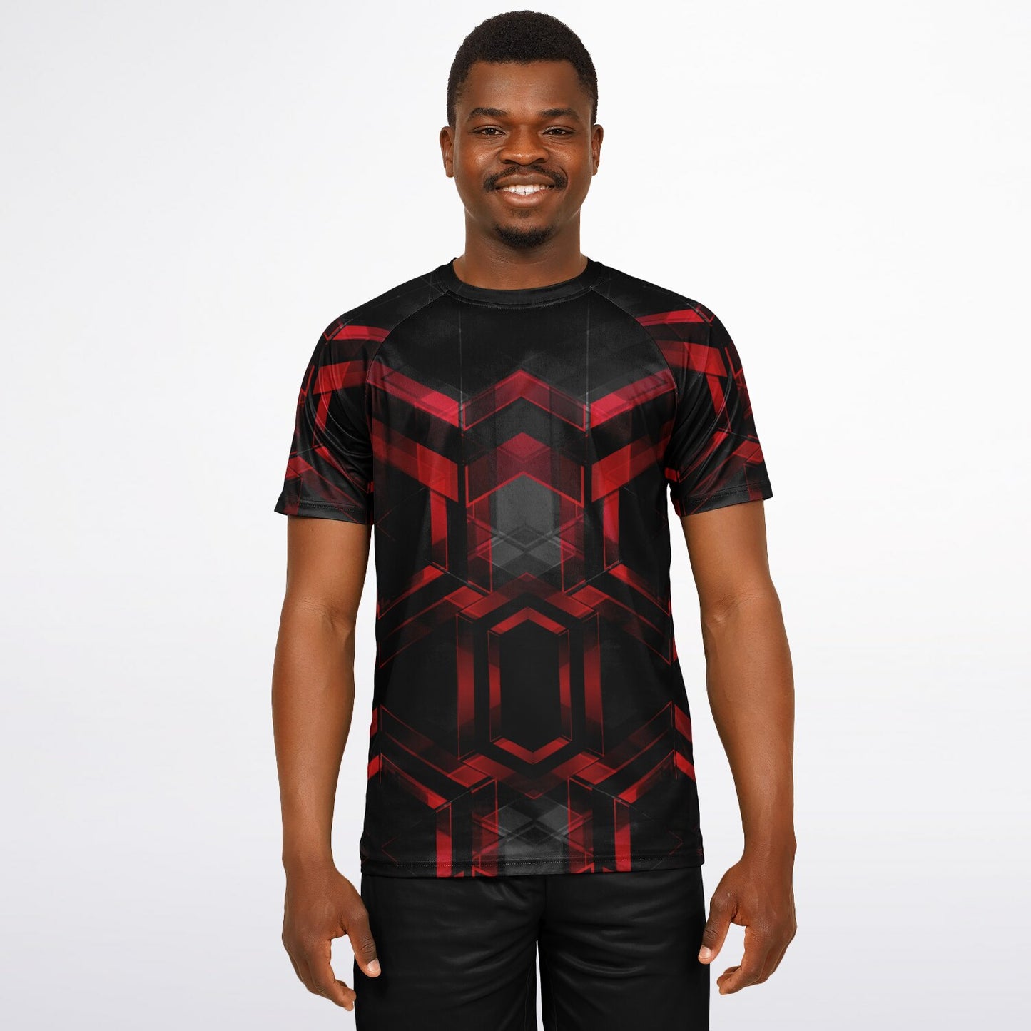 Black with Red pattern Men's Active Wear Jersey