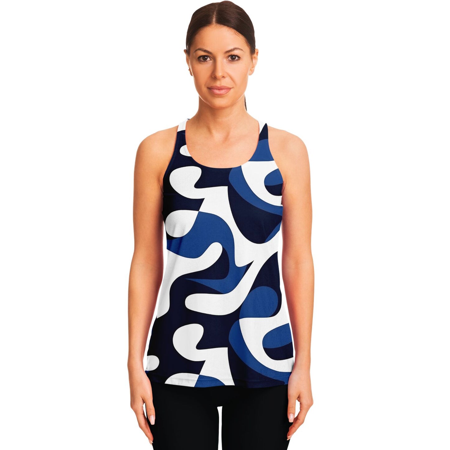 Blue and white  Racerback Tank Top - AOP