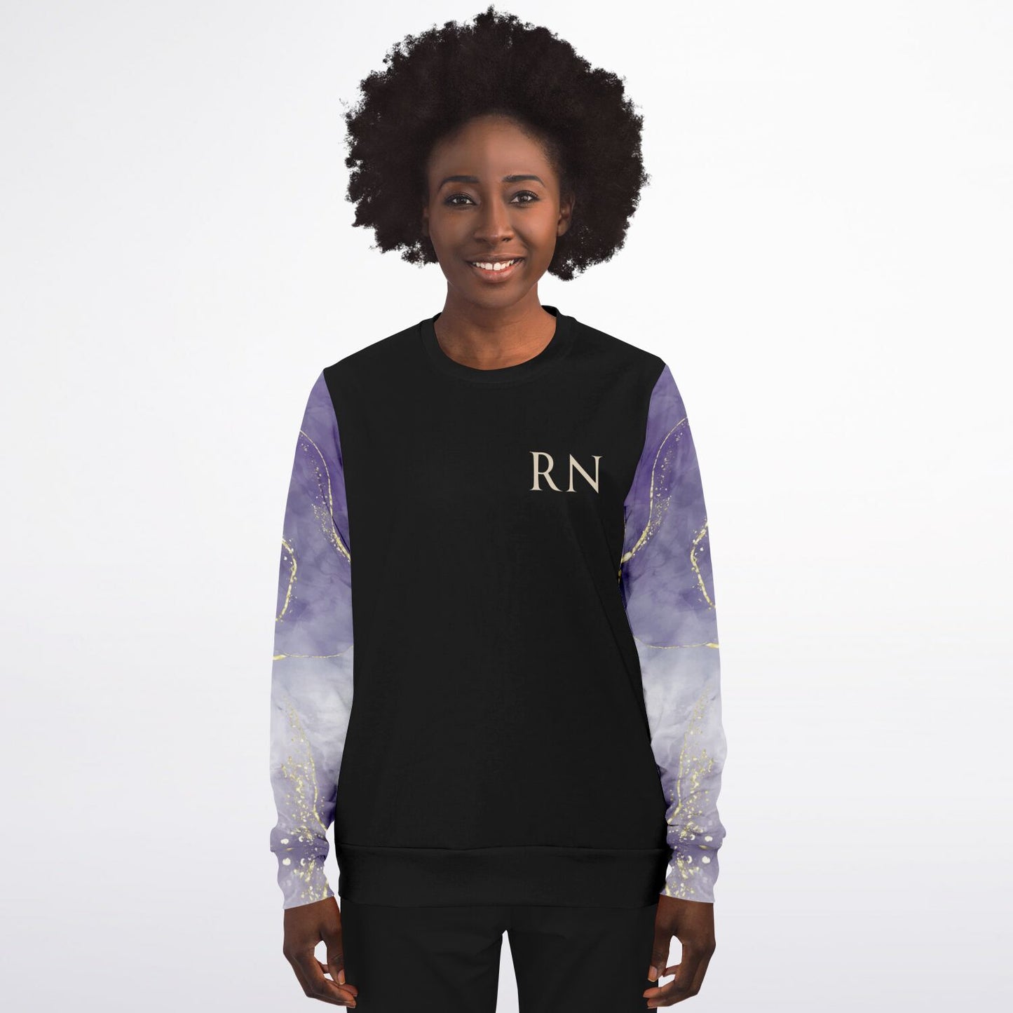 MICU RN Crew Sweatshirt -  Black,  Dark Purple with gold- Gold text