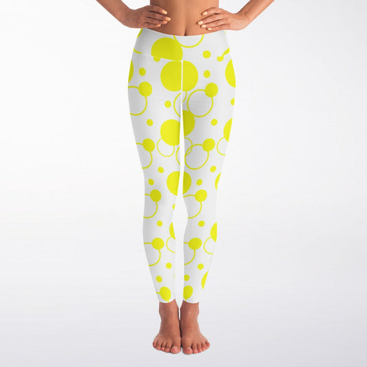 Yellow polka dots Yoga Leggings - AOP D1