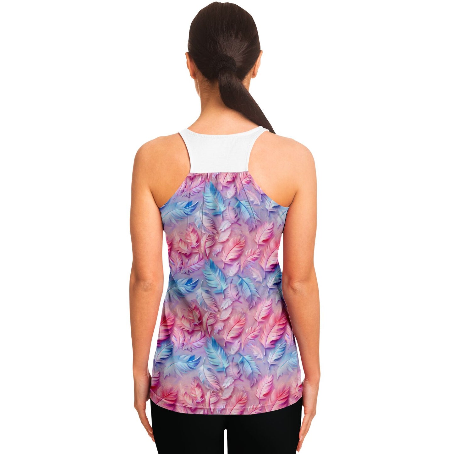 Pink and blue feathers  Racerback Tank Top - AOP