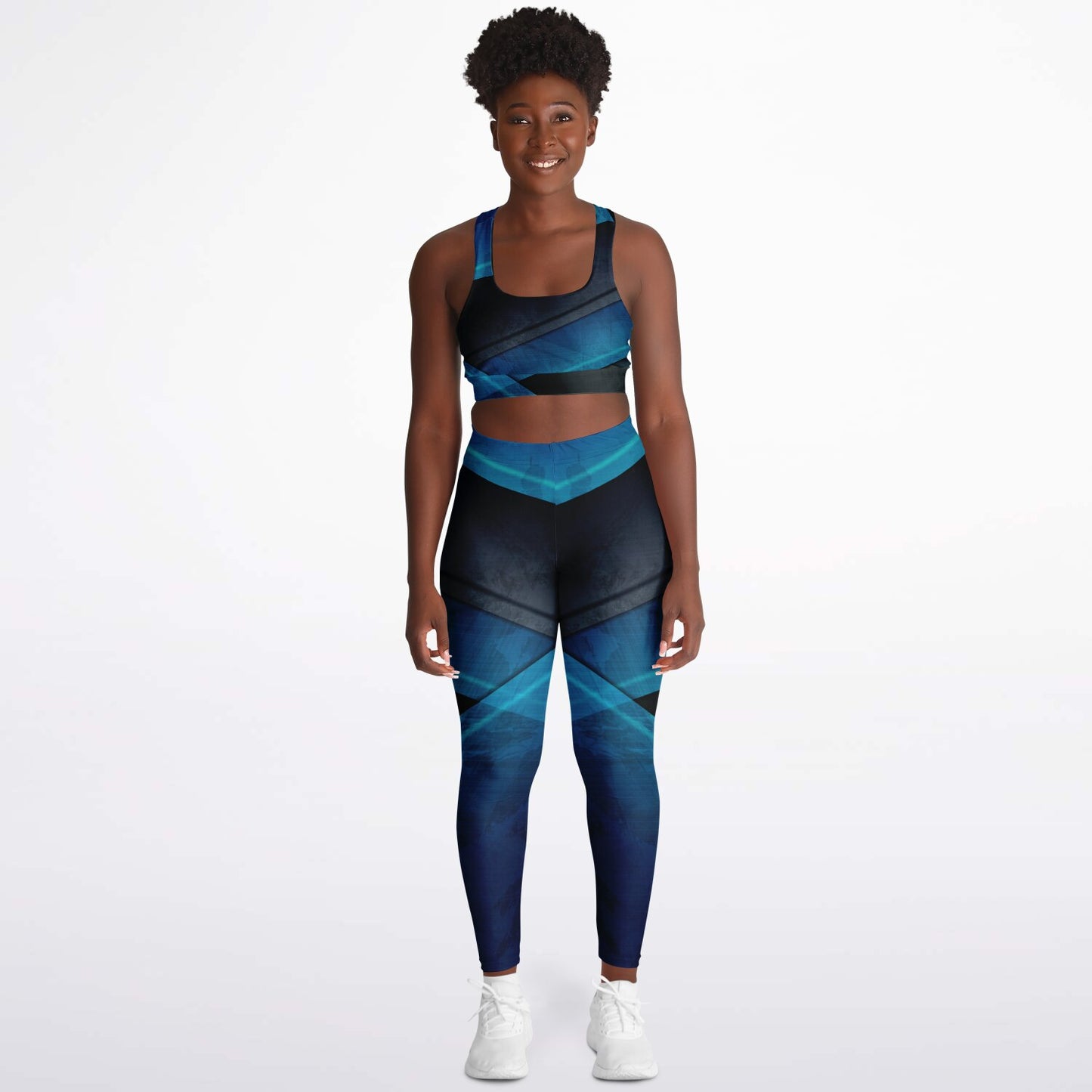 Black and turquois Padded Sports Bra & Leggings -