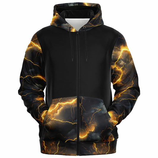 Gold Lightning Fashion Zip-Up Hoodie -