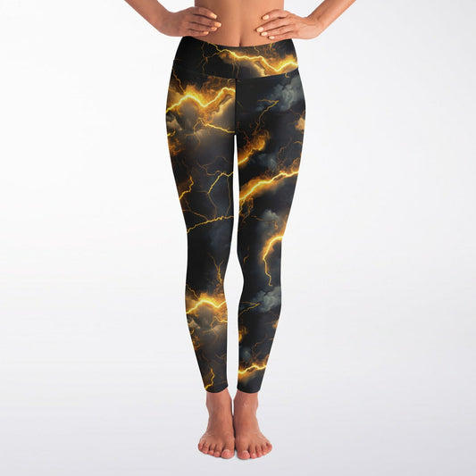 Gold Lightning Yoga Leggings -