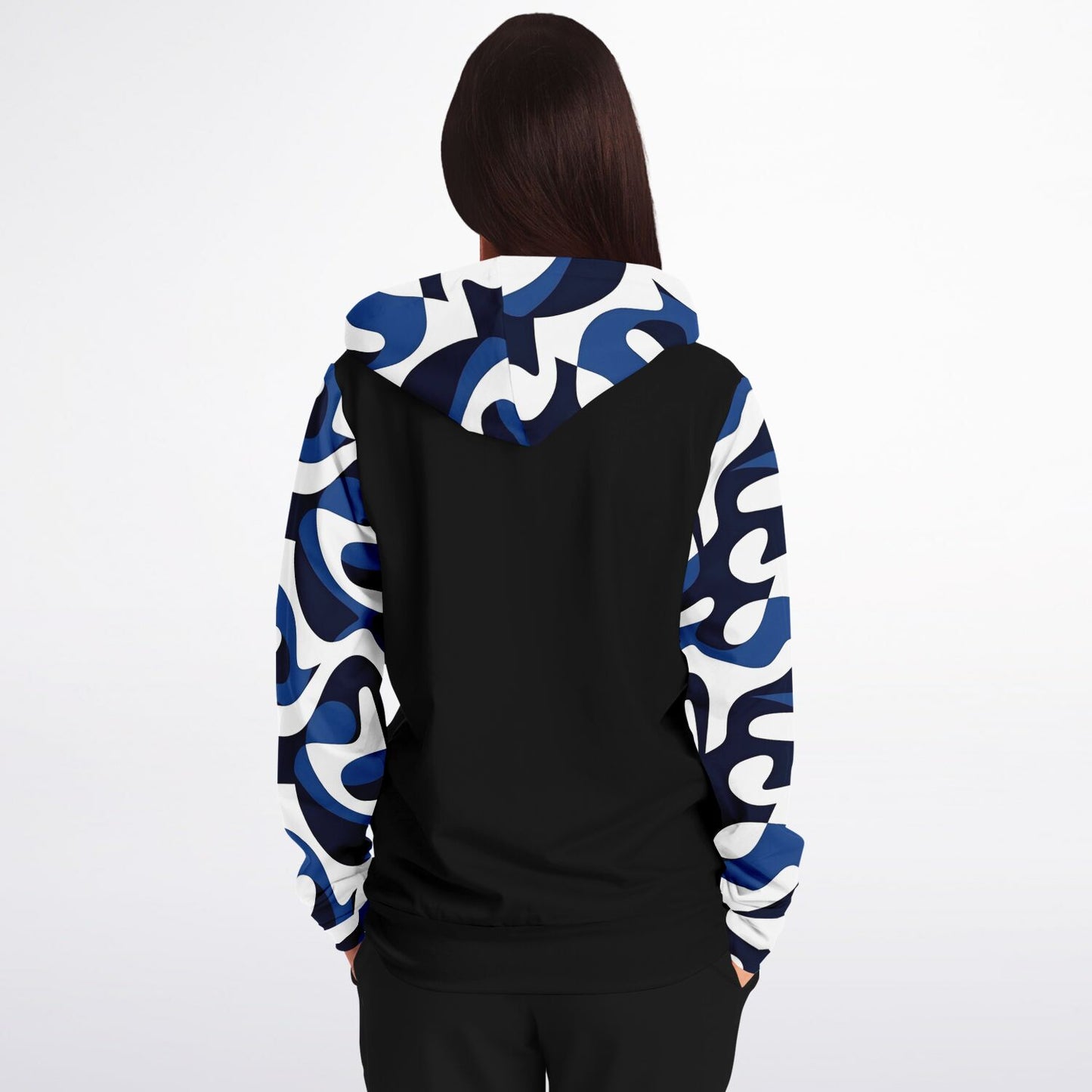 Blue and white  Zip-Up Hoodie - AOP
