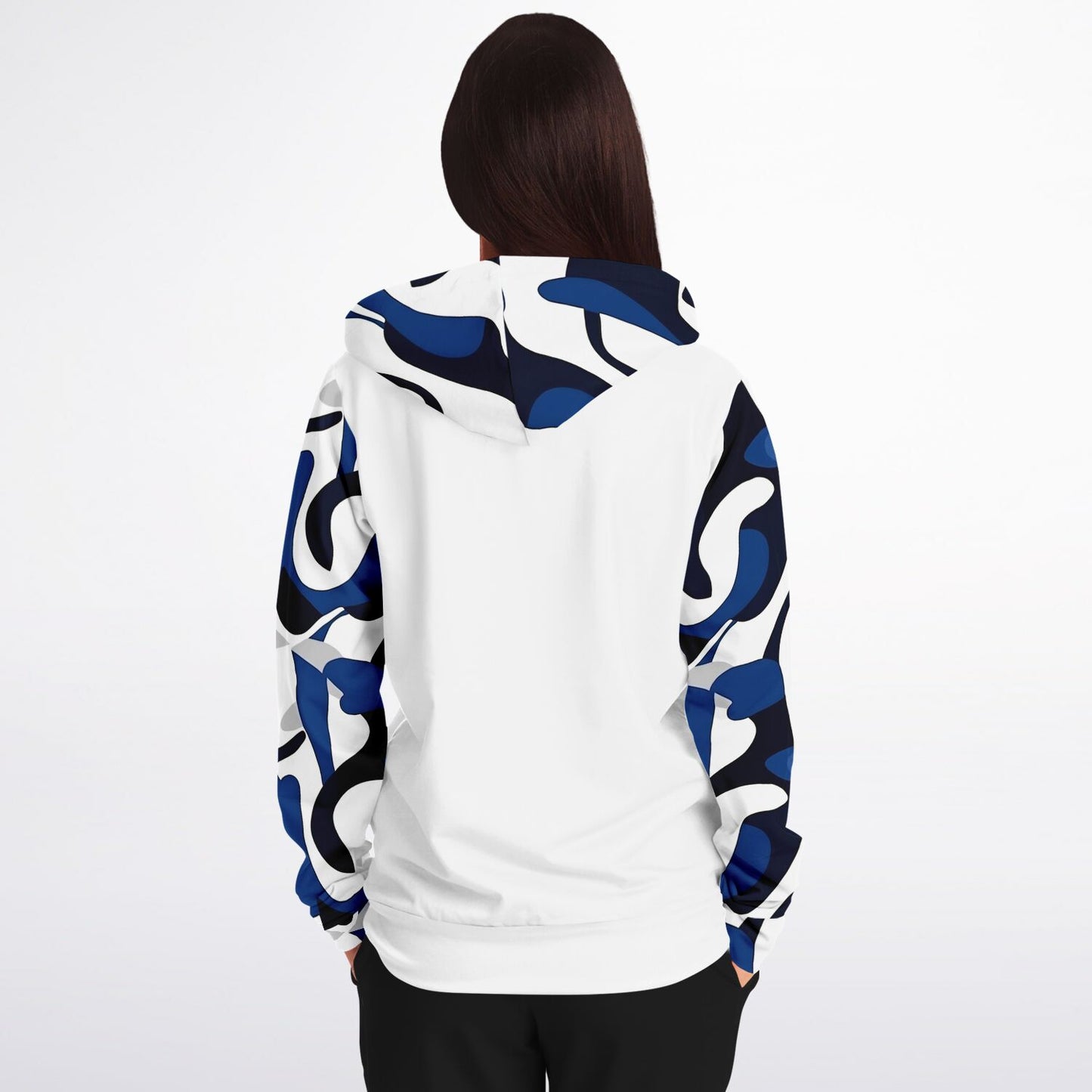 Blue with white and black Zip-Up Hoodie - AOP