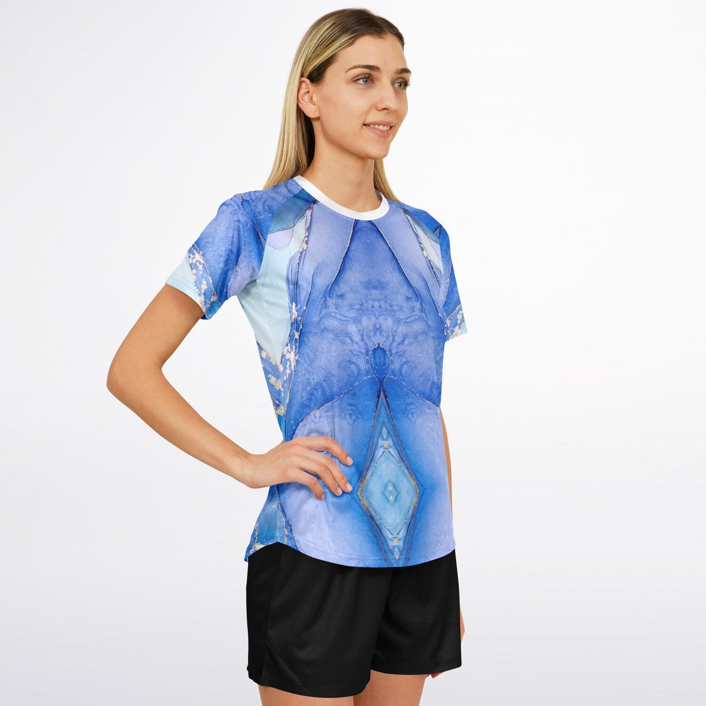 Women's Active Top - Blue and white