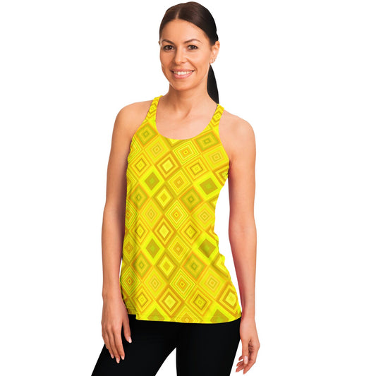 Yellow Diamond Racerback Tank Top - AOP