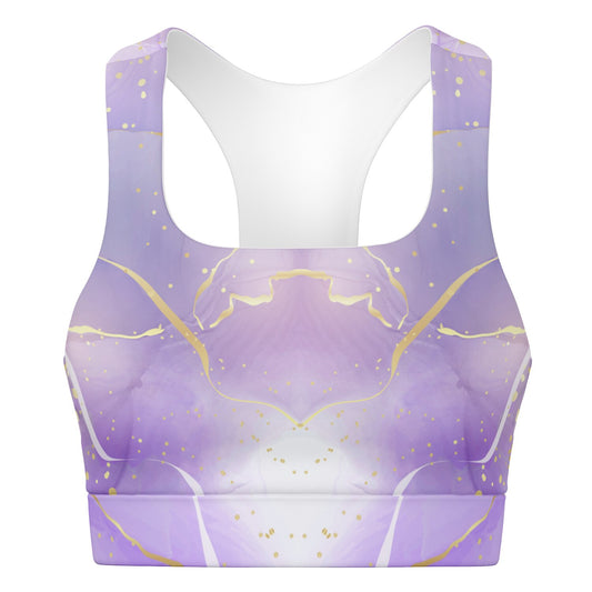 Purple with Gold Ribbon Padded Sports Bra -