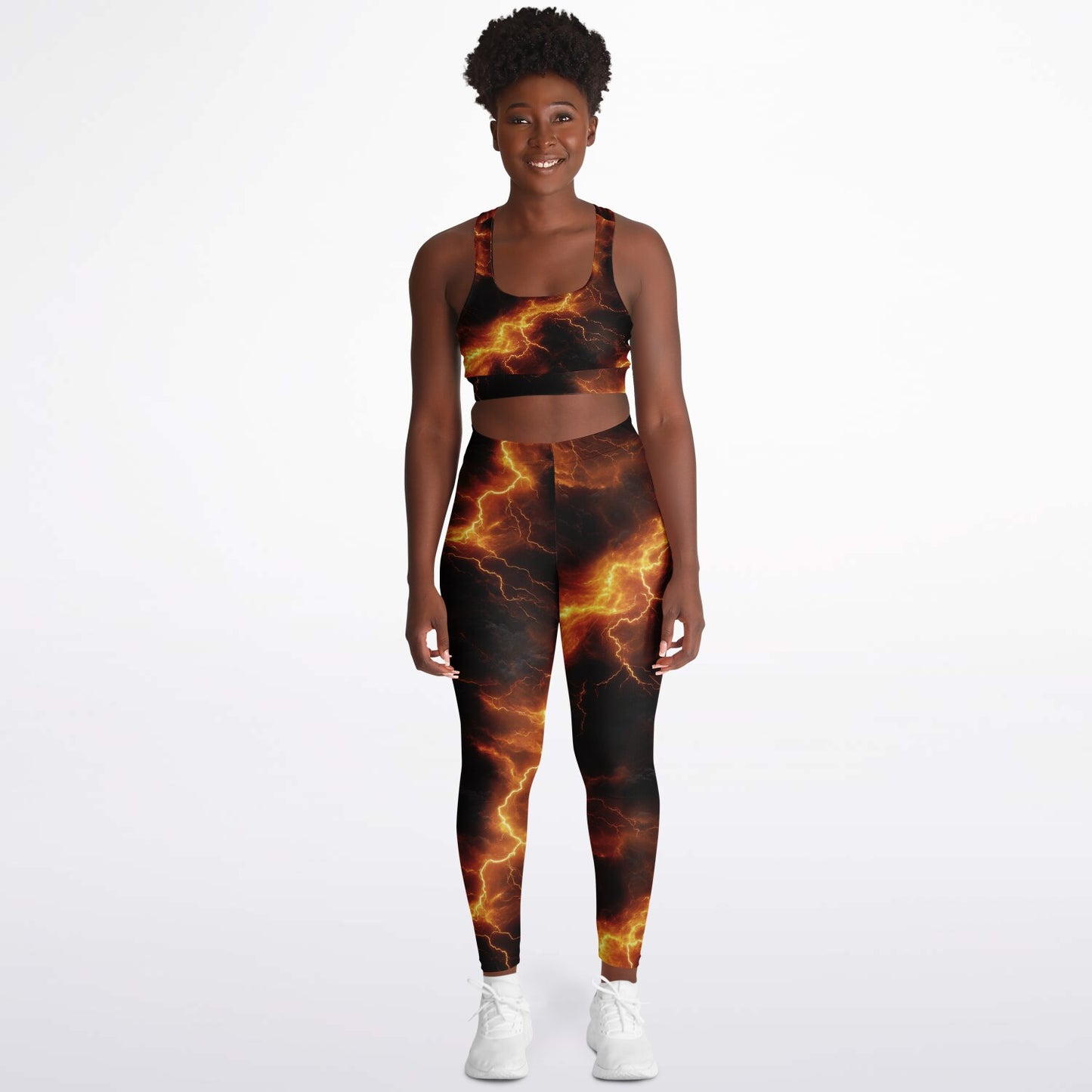 Yellow Lightning Padded Sports Bra & Leggings -
