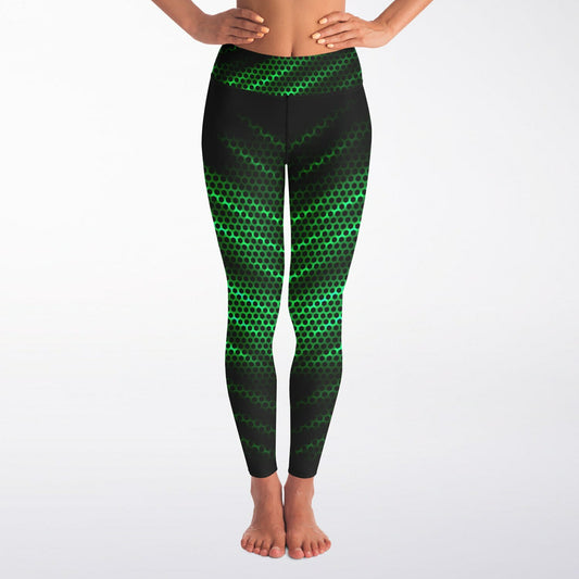 Black Carbon with Green Yoga Leggings